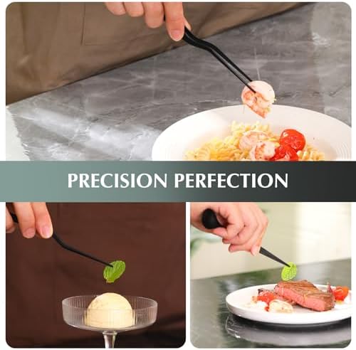 9-Piece Professional Culinary Plating Set, Black Stainless Steel Chef Plating Tools with Storage Roll & Cleaning Cloth for Food Presentation - Image 5