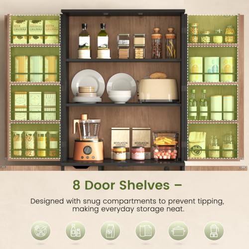 Itaar 70.9" Kitchen Pantry Cabinet,6 Door Shelves and 4 Drawers, Brown - Image 5