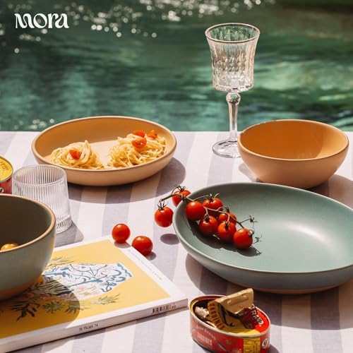 MORA Jumbo and Large Serving Dishes Set of 2, 13 inch and 12 inch Ceramic Pottery Oval Platters - Microwave, Oven and Dishwasher Safe - Iris & Merrigold - Image 7