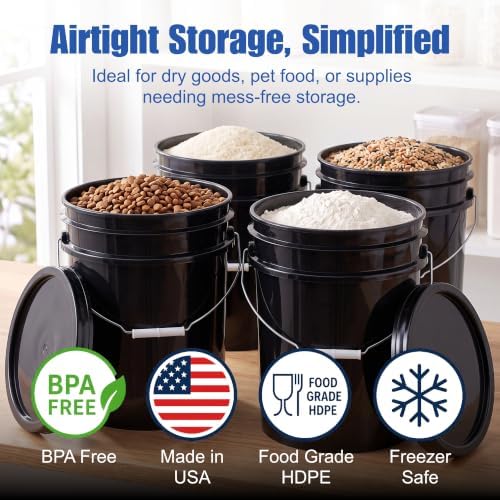 ePackageSupply 5 Gallon Bucket - Food Grade w/Lid BPA-Free,120 Pack - Black - Image 2