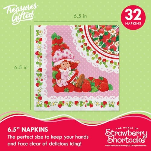 Treasures Gifted Officially Licensed Strawberry Shortcake Decorations - Serves 24 Guests Deluxe Set Strawberry Shortcake Birthday Decorations - Plates, Napkins, & More - Baby Shower Party Supplies - Image 4