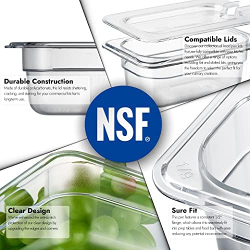 CURTA 6-Pack 1/9 Size 2.5" Deep NSF Polycarbonate Food Pans | Dishwasher & Freezer Safe Clear Container for Prep Tables, Buffet, Salad Bar, Commercial & Home Kitchen - Image 5