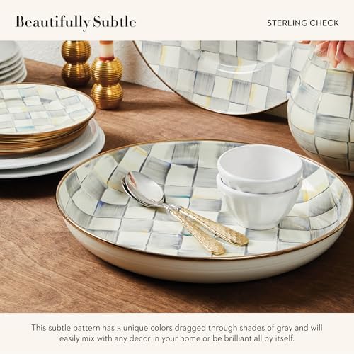 MACKENZIE-CHILDS Chip-and-Dip Serving Set, Gray-and-White Sterling Check - Image 3