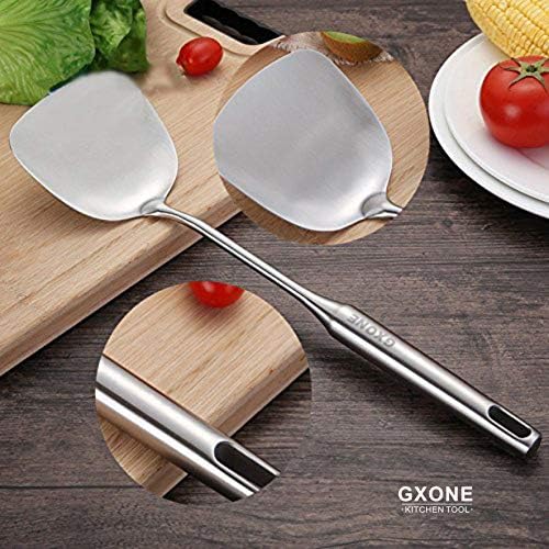 Wok Spatula,Stainless Steel,Long Handle Wok Utensils,Silver/14.7Inch - Image 5