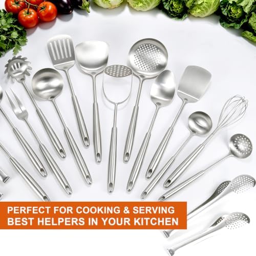 16Pcs 18/10 Stainless Steel Cooking Utensil Set Large Metal Kitchen Utensil - Image 4
