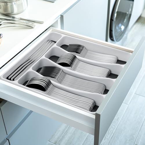60-Piece Silverware Set with Organizer,AIVIKI Stainless Steel Flatware Set for 12,Cutlery Utensil Sets for Home Restaurant,Tableware Set Include forks spoons and knives,Mirror Polished,Dishwasher Safe - Image 7