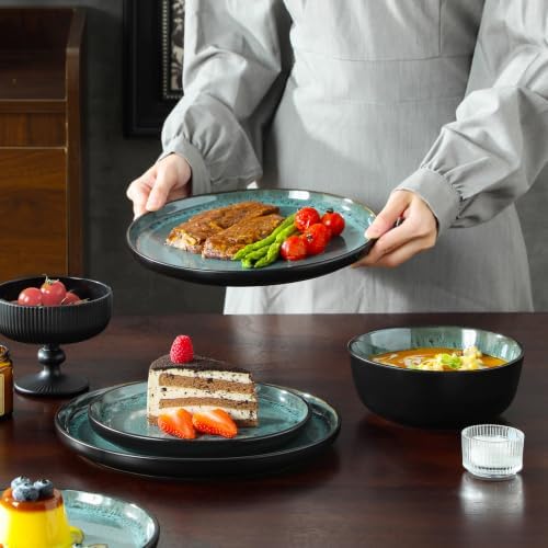 vancasso 18-Piece Gray Green Stoneware Plates and Bowls Set for 6 - Image 6