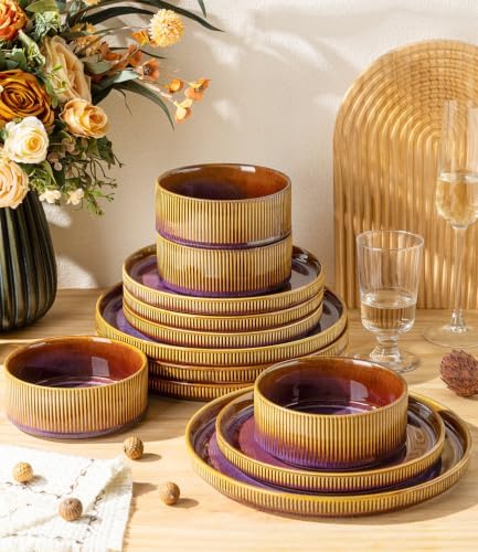 TheTerra Ceramic Dinnerware Set for 8, 24-Piece Plates and Bowls Set - Image 4