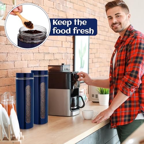 Mimorou 6 Pack 60 oz Airtight Stainless Steel Kitchen Canisters, Navy Blue - Image 6