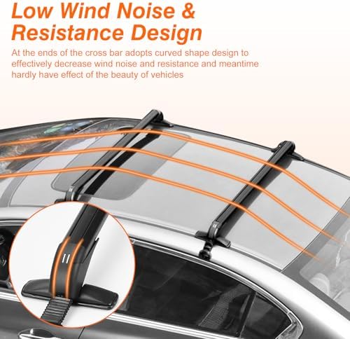 2Pcs Universal Car Roof Rack Cross Bars w/Anti-Theft Lock,43" Aluminum Lockable Car Top Crossbars with Adjustable Window Frame for Bare Roof Kayak Bike Rooftop Cargo Carrier Luggage 165 LBS Load - Image 6
