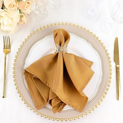 10 pcs 17-Inch Gold Polyester Table Napkins Reusable Washable Wedding Party Dinner Linens Tableware Supplies - Image 4