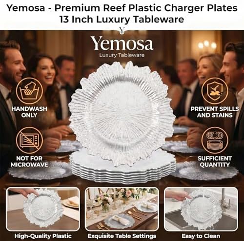 50Pack Silver Charger Plates, 13inch Reef Chargers for Dinner Plates - Image 3