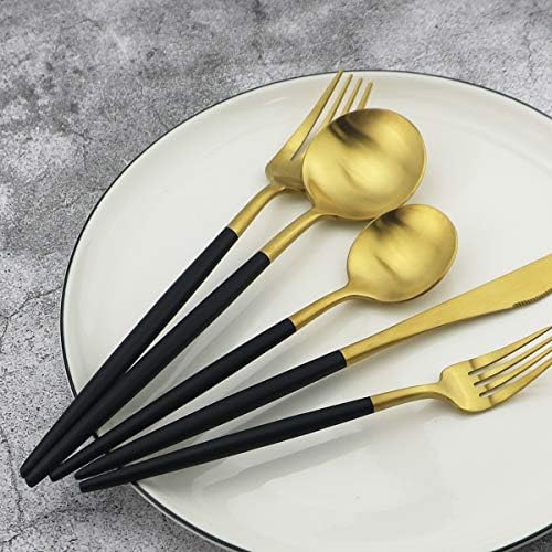 5-Piece 18/10 Stainless Steel Matte Gold Silverware Set, Kitchen Tableware Set, Dishwasher Safe - Image 5