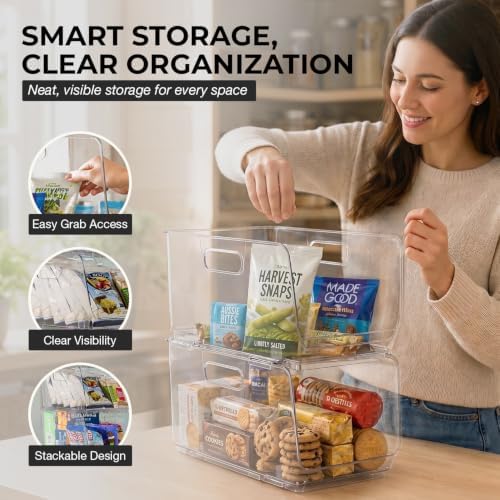 ClearSpace Stackable Storage Bins, Front Pantry Organizer, Medium, 8 Pack - Image 3