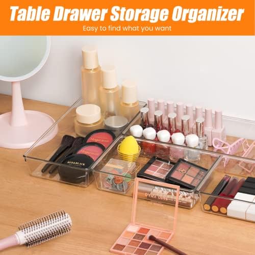 Criusia 18 Pcs Large Size Clear Drawer Organizer Set, Acrylic Non Slip Non Cracking Kitchen Drawer Storage Tray Divider, Multifunctional Storage for Cosmetics, Bathroom, Tools, Kitchen and Office - Image 7