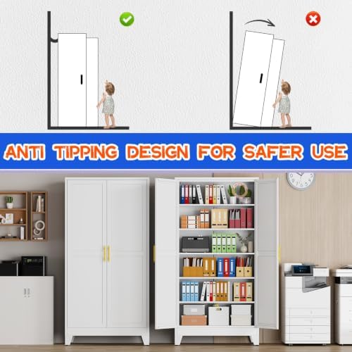 GAIOUS 79" Tall New Update Kitchen Pantry Cabinet, Metal Storage Cabinet - Image 5
