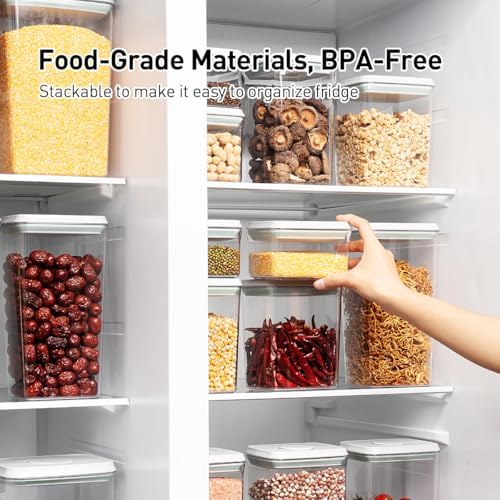 Airtight Food Storage Containers,1.3Qt 3Pcs Pop Food Containers with Lids, Stackable One Button Opening Kitchen Pantry Organizers and Storage, BPA-Free Food Containers Set for Snacks Candy Spices - Image 4