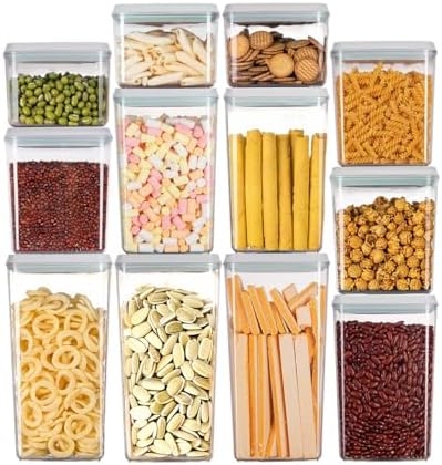 Airtight Food Storage Container with One-Touch Lid, 12-Piece Set (1.3, 2.1, 2.9, 3.6 QT* 3) Stackable Durable BPA-Free for Baking Supplies, Pasta & Systematic Bulk Organization by EQI