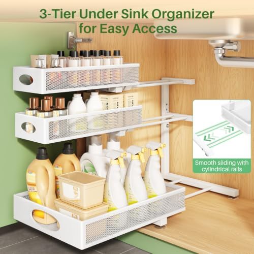 Kitstorack Under Sink Organizer 3-Tier Slide Out Drawer for Bathroom 1-Pack - Image 4