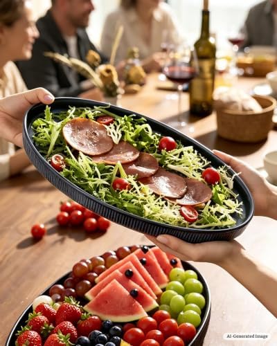 famiware Large Serving Platters Set of 3 Sizes - Oval, Nebulas Blue - Image 3