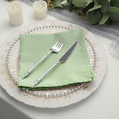 Balsa Circle 100 pcs 17-Inch Sage Green Polyester Luncheon Napkins - for Wedding Party Reception Events Restaurant Kitchen Home - Image 7