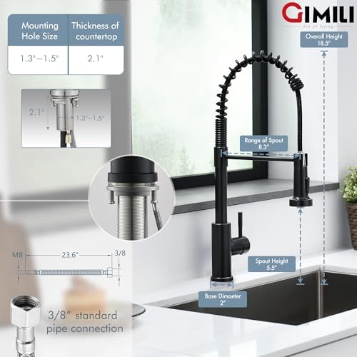 GIMILI Oil Rubbed Bronze Kitchen Faucet with Pull Down Sprayer - Image 2