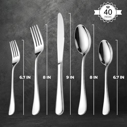 LIANYU Silverware Flatware Set for 8, 40 Piece Stainless Steel Cutlery Set - Image 6