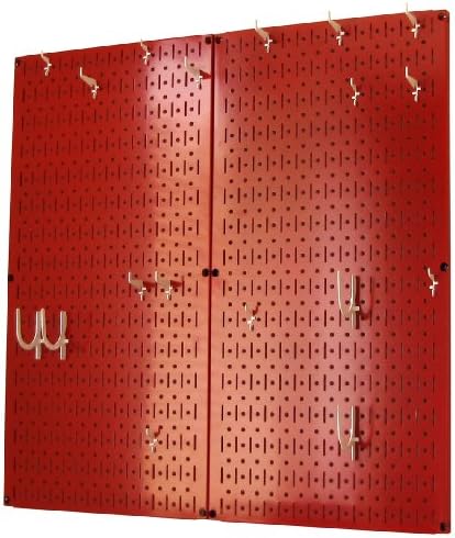 Wall Control Kitchen Pegboard Organizer Pots and Pans Storage Rack Organization Kit with Red Pegboard and White Accessories - Image 2