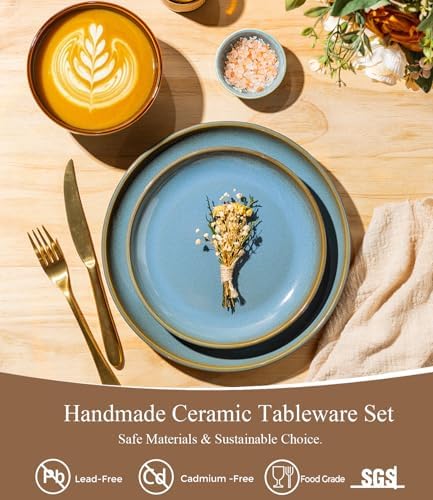 LeRatio Ceramic Dinnerware Sets for 4,12Pcs Porcelain Plates and Bowls Set - Image 3
