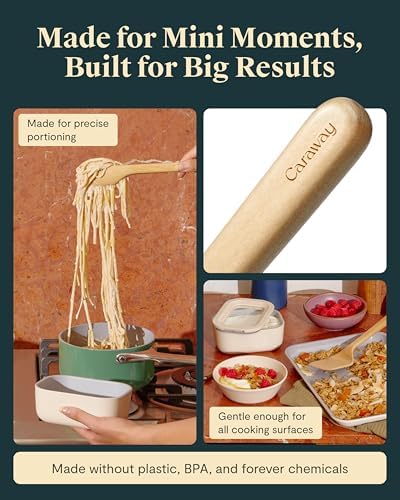 Caraway 4-Piece Mini Wooden Kitchen Utensils Set for Cooking - Image 5
