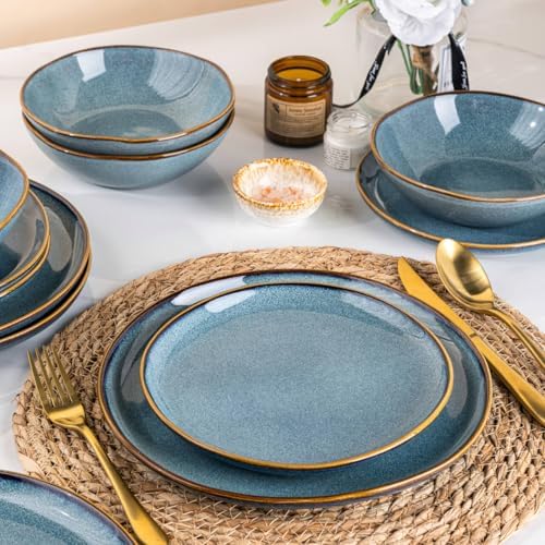AmorArc Ceramic Dinnerware Sets for 6, 18Pcs Plates and Bowls Sets Dishes - Image 3