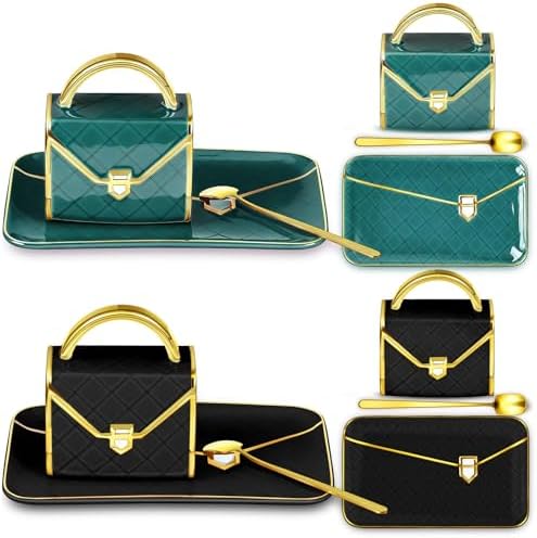 Zubebe 2 Set Coffee Mug Elegant Handbag Shaped Cup,Dark Green,Black by Zubebe