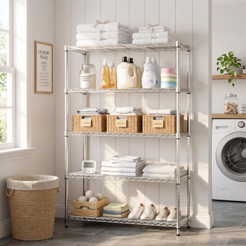 IZEUK 5-Tier Garage Shelving Unit, Heavy Duty Metal Wire Shelving - Image 2