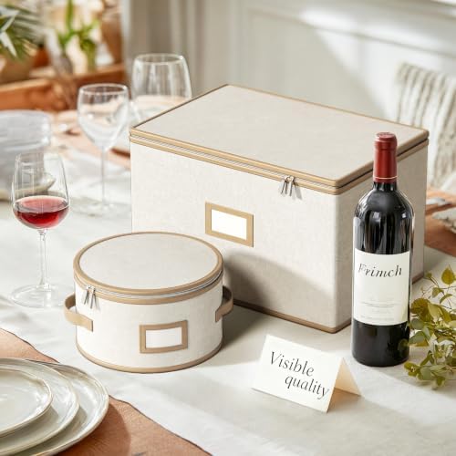 Wine Glass Storage Containers, 2 Piece China Storage Containers, Beige - Image 6