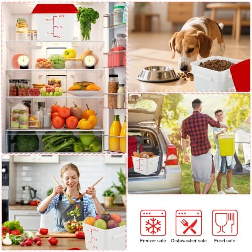 2 Pack Square Food Storage Container With Lid,12-22 Quart Commercial Storage Box With Scale & Handle,Cake Making,Dough Marinating Meat,Kitchen Supplies (Polypropylene, 12 Quart) - Image 4