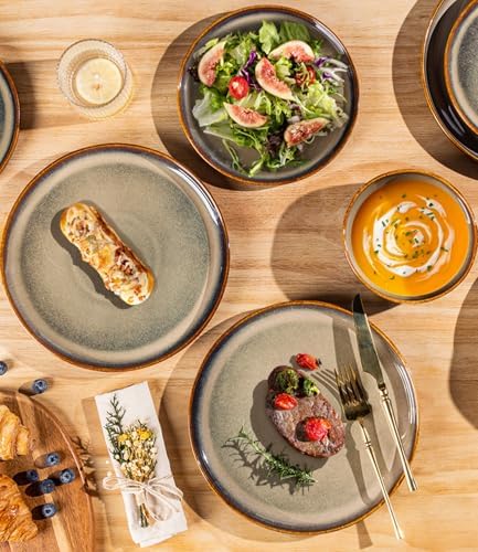 TheTerra Ceramic Dinnerware Set for 4, 12-Piece Plates and Bowls Set - Image 3