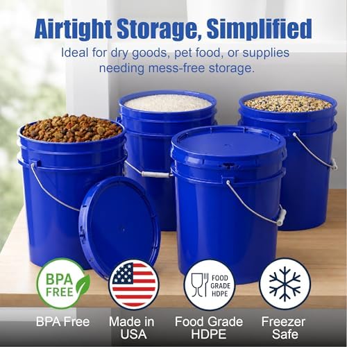 ePackageSupply 5 Gallon Bucket - Food Grade w/Lid BPA-Free, 12 Pack - Blue - Image 2