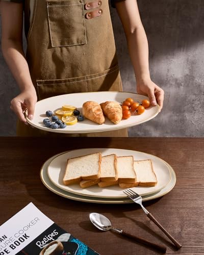 famiware Serving Platters Set of 3 Sizes - Oval, Vanilla White - Image 6