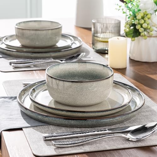 GBHOME Dinnerware Sets for 4, 12 Pieces Ceramic Plates and Bowls Set - Image 6