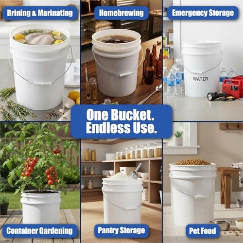 ePackageSupply 5 Gallon Bucket - Food Grade w/Lid BPA-Free,120 Pack -White - Image 3