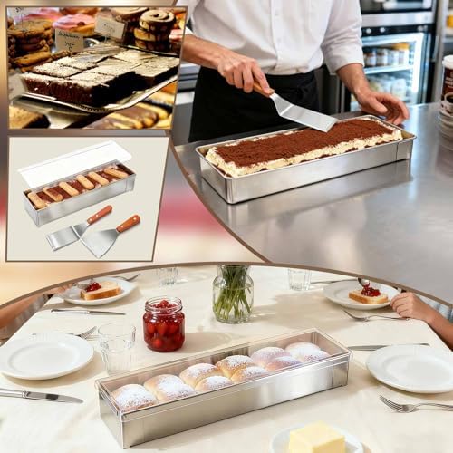 Blushtier 12 Pack Rectangle Tiramisu Pan Removable 15.75 X 3.94 X 2.56 Inch - Image 3