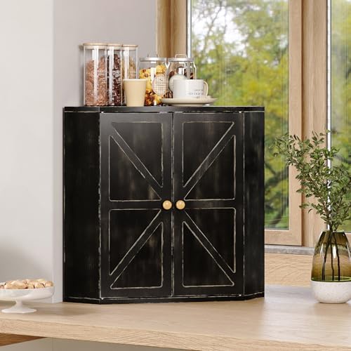 Trironsun Corner Bread Box for Kitchen Counter Double Layer Bamboo Bread Storage Container Large Capacity Bread Storage Bin Farmhouse Breadbox Organizer (Antique Black) - Image 2