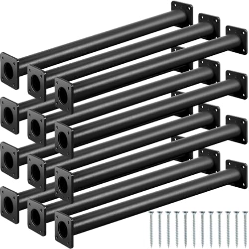 Dunzy 12 Pack Monkey Bars Swing Set Accessories Rods Playset Ladder Rungs Hardware Kit Steel Monkey Bar with Screws for Backyard Playground Equipment Mounting Plates(16.5 Inch,Black) by Dunzy