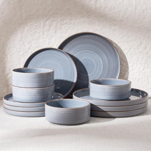 Famiware Stellar 12-Piece Stoneware Dinnerware Set, Blue Gray by Famiware