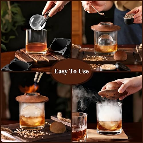Whiskey Smoker Kit with Torch & 2 Clear Ice Maker, Old Fashioned Smoker Kit - Image 5