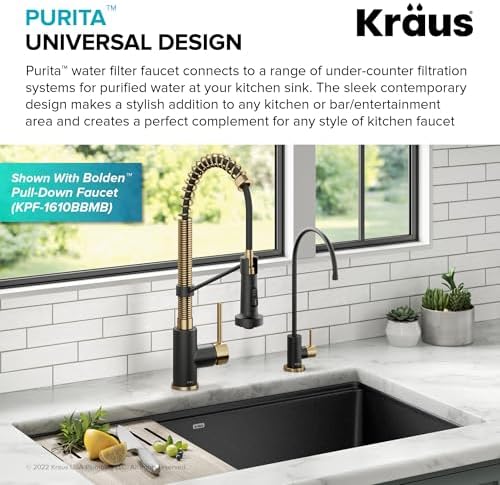 KRAUS Purita™ Single Handle Drinking Water Filter Faucet for Reverse Osmosis or Water Filtration System in Brushed Brass/Matte Black, FF-100BBMB - Image 2