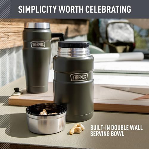 THERMOS Stainless King Food Jar with Bowl, 24oz, Matte Steel - Image 4