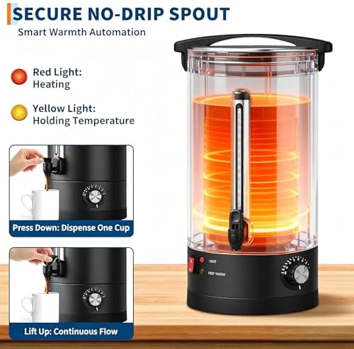 12 L/80 Cups Coffee Urn, Double-Wall Stainless Steel Commercial Coffee Maker, Large Percolator Pot Dispenser Hot Water Urn, Quick Brew, Stays Hot for Tea & Beverage at Events & Catering - Black - Image 3