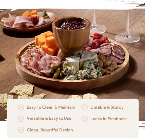 HOMESPHERE Wood Cake Stand with Lid, 2-in-1 Charcuterie Board, Round dome - Image 3