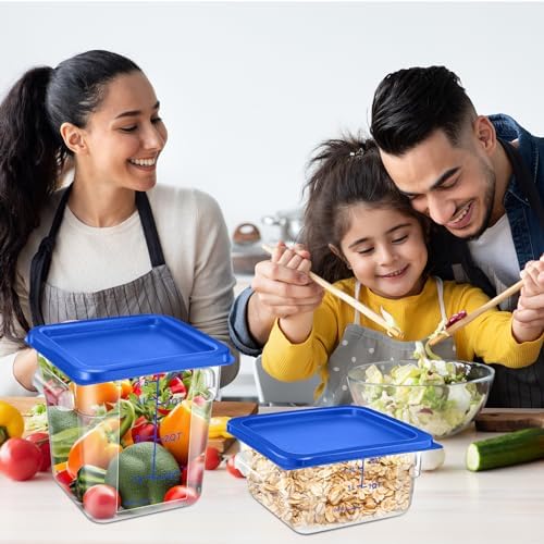 Suclain 8 Pcs Food Storage Container with Lids Set 2qt and 4qt Square Clear Commercial Containers with Scales Handles for Home Restaurant Kitchen Food Storage, Marinating Meat, Proof Dough (Blue) - Image 7